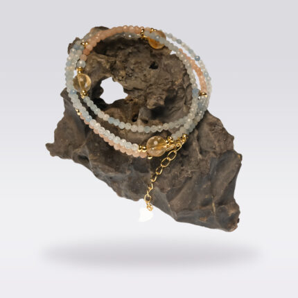 Aquamarine &Citrine Triple Strand Bracelet