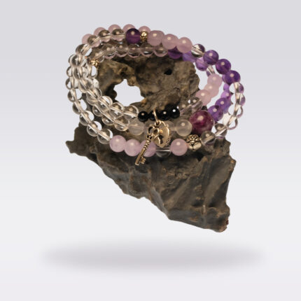Amethyst Clear Quartz & Kunzite Triple Wrap Bracelet